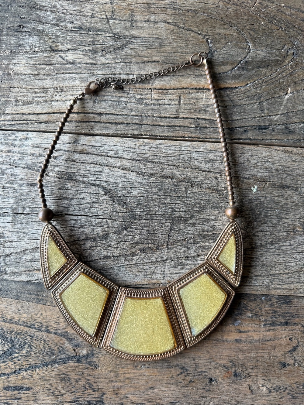Vintage Gold-Tone Yellow Statement Bib Necklace